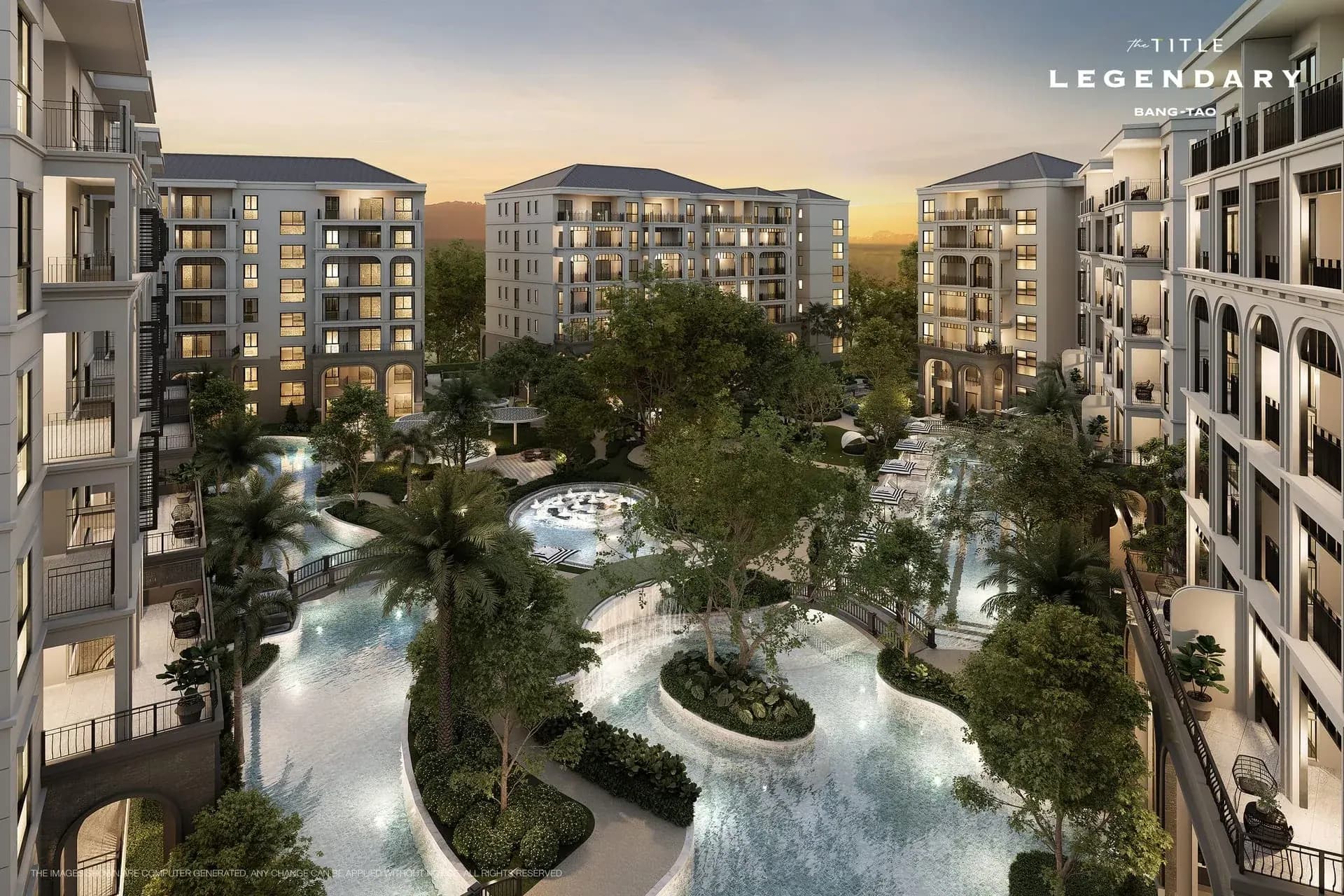 The Title Legendary Bang-Tao: evening garden courtyard
